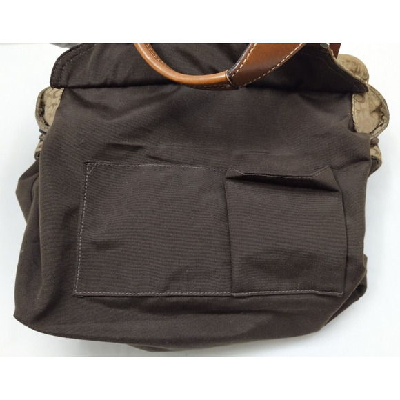 Coach Signature Brown Canvas Leather Trim Double Handle Zipper Tote Bag - Picture 13 of 16
